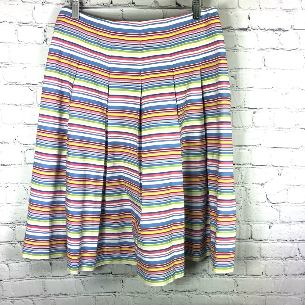 Talbots Rainbow Pinstripe Pleaded Skirt Women’s‎ Size 4 Multicolored Summer